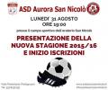[ASD Aurora San Nicolò: presentazione stagione calcistica 2015-16]