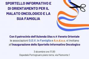 [Portogruaro: sarà inaugurato lo sportello informativo per malati oncologici e famiglie]